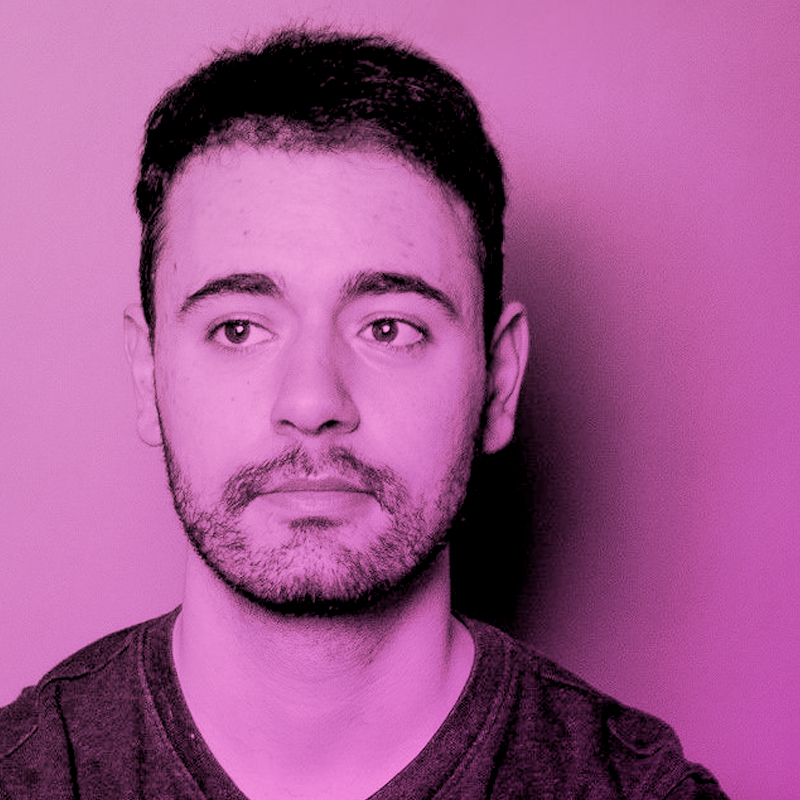 A blue filtered photograph of Anesti Danelis